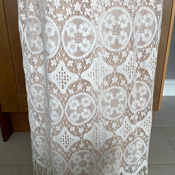 Vintage VICTOR COSTA Cream Lace Sleeveless Long Dress, Size S/M - Picture 7 of 15